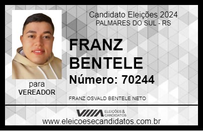 Candidato FRANZ BENTELE 2024 - PALMARES DO SUL - Eleições