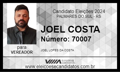 Candidato JOEL COSTA 2024 - PALMARES DO SUL - Eleições