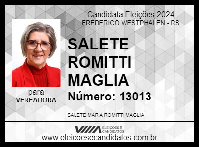 Candidato SALETE ROMITTI MAGLIA 2024 - FREDERICO WESTPHALEN - Eleições