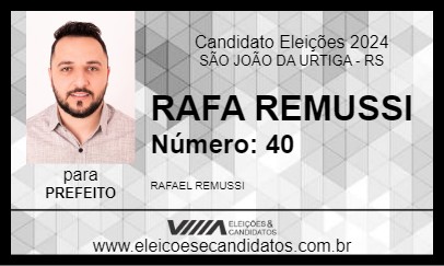 Candidato RAFA REMUSSI 2024 - SÃO JOÃO DA URTIGA - Eleições