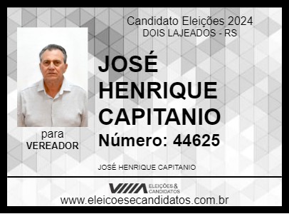 Candidato JOSÉ HENRIQUE CAPITANIO 2024 - DOIS LAJEADOS - Eleições