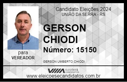 Candidato GERSON CHIODI 2024 - UNIÃO DA SERRA - Eleições