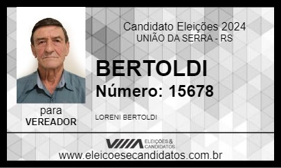 Candidato BERTOLDI 2024 - UNIÃO DA SERRA - Eleições