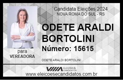 Candidato ODETE ARALDI BORTOLINI 2024 - NOVA ROMA DO SUL - Eleições