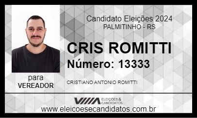 Candidato CRIS ROMITTI 2024 - PALMITINHO - Eleições