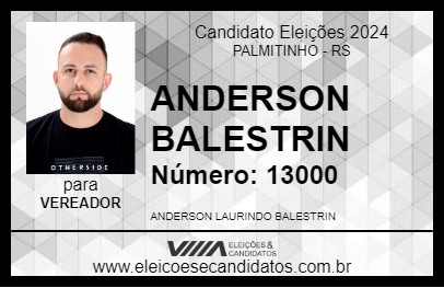 Candidato ANDERSON BALESTRIN 2024 - PALMITINHO - Eleições