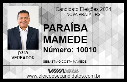 Candidato PARAÍBA MAMEDE 2024 - NOVA PRATA - Eleições