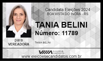 Candidato TANIA BELINI 2024 - BOA VISTA DO INCRA - Eleições