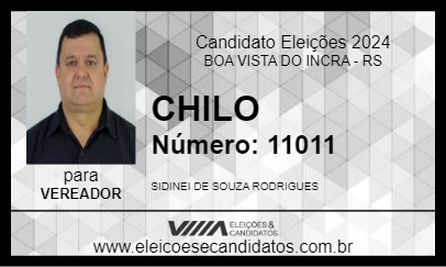 Candidato CHILO 2024 - BOA VISTA DO INCRA - Eleições