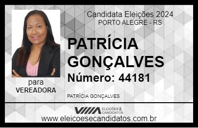 Candidato PATRÍCIA GONÇALVES 2024 - PORTO ALEGRE - Eleições