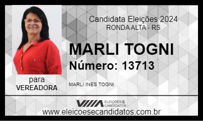 Candidato MARLI TOGNI 2024 - RONDA ALTA - Eleições