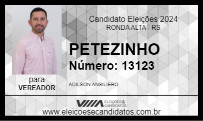 Candidato PETEZINHO 2024 - RONDA ALTA - Eleições