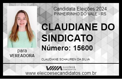 Candidato CLAUDIANE DO SINDICATO 2024 - PINHEIRINHO DO VALE - Eleições