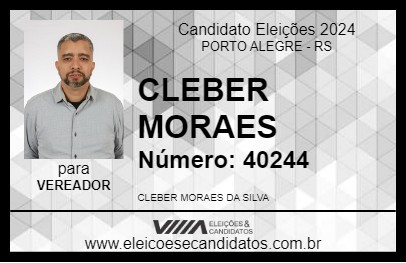 Candidato CLEBER MORAES 2024 - PORTO ALEGRE - Eleições