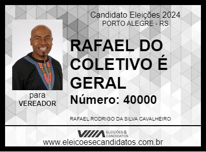 Candidato RAFAEL DO COLETIVO É GERAL 2024 - PORTO ALEGRE - Eleições