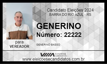 Candidato GENERINO 2024 - BARRA DO RIO AZUL - Eleições