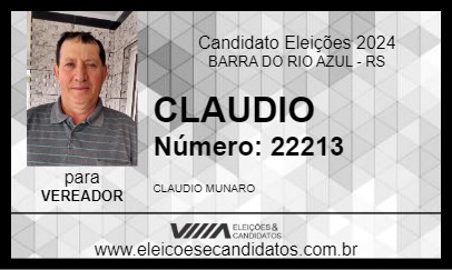 Candidato CLAUDIO 2024 - BARRA DO RIO AZUL - Eleições