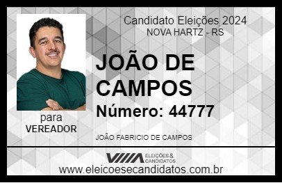 Candidato JOÃO DE CAMPOS 2024 - NOVA HARTZ - Eleições