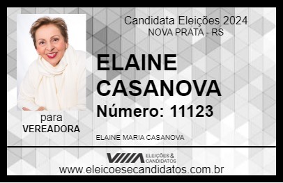 Candidato ELAINE CASANOVA 2024 - NOVA PRATA - Eleições