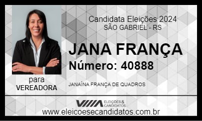 Candidato JANA FRANÇA 2024 - SÃO GABRIEL - Eleições