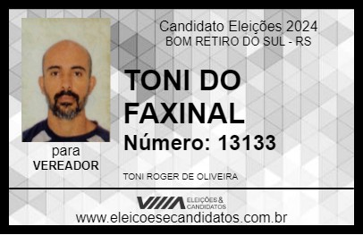 Candidato TONI DO FAXINAL 2024 - BOM RETIRO DO SUL - Eleições