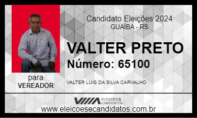 Candidato VALTER PRETO 2024 - GUAÍBA - Eleições