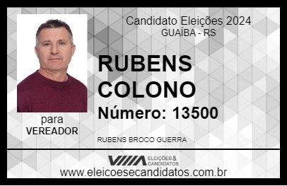 Candidato RUBENS COLONO 2024 - GUAÍBA - Eleições