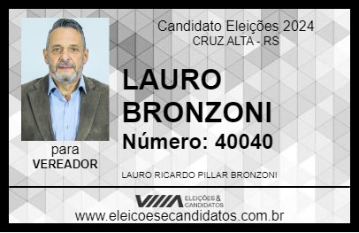 Candidato LAURO BRONZONI 2024 - CRUZ ALTA - Eleições