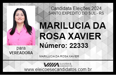 Candidato MARILUCIA DA ROSA XAVIER 2024 - SANTO EXPEDITO DO SUL - Eleições