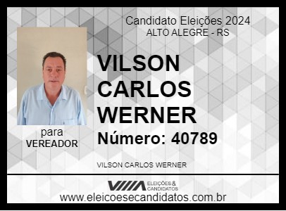 Candidato VILSON CARLOS WERNER 2024 - ALTO ALEGRE - Eleições