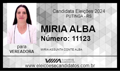 Candidato MIRIA ALBA 2024 - PUTINGA - Eleições