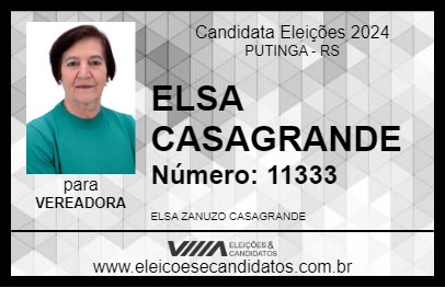 Candidato ELSA CASAGRANDE 2024 - PUTINGA - Eleições