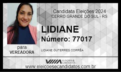 Candidato LIDIANE 2024 - CERRO GRANDE DO SUL - Eleições