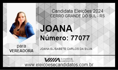 Candidato JOANA 2024 - CERRO GRANDE DO SUL - Eleições