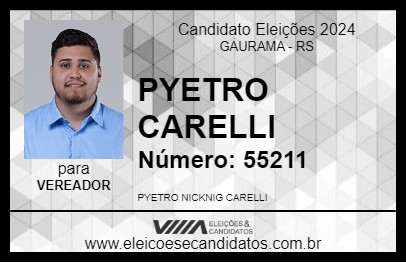 Candidato PYETRO CARELLI 2024 - GAURAMA - Eleições