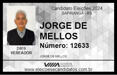 Candidato JORGE DE MELLOS 2024 - SAPIRANGA - Eleições