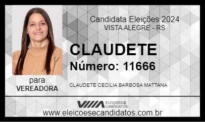 Candidato CLAUDETE 2024 - VISTA ALEGRE - Eleições