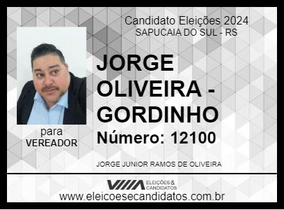 Candidato JORGE OLIVEIRA - GORDINHO 2024 - SAPUCAIA DO SUL - Eleições