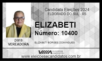 Candidato ELIZABETI 2024 - ELDORADO DO SUL - Eleições