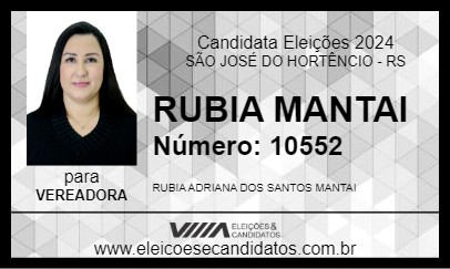 Candidato RUBIA MANTAI 2024 - SÃO JOSÉ DO HORTÊNCIO - Eleições