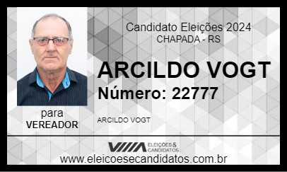 Candidato ARCILDO VOGT 2024 - CHAPADA - Eleições