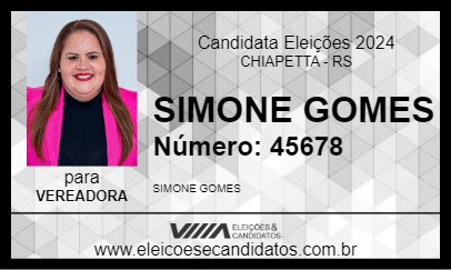 Candidato SIMONE GOMES 2024 - CHIAPETTA - Eleições