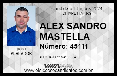 Candidato ALEX SANDRO MASTELLA 2024 - CHIAPETTA - Eleições