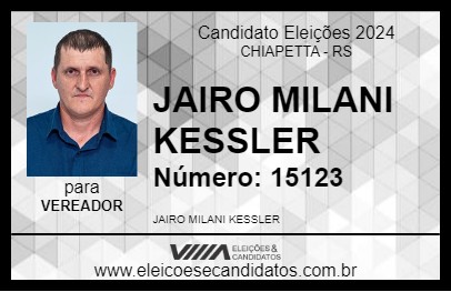 Candidato JAIRO MILANI KESSLER 2024 - CHIAPETTA - Eleições