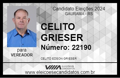 Candidato CELITO GRIESER 2024 - GAURAMA - Eleições