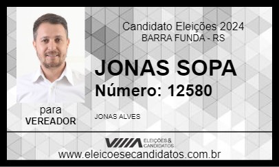 Candidato JONAS SOPA 2024 - BARRA FUNDA - Eleições