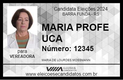 Candidato MARIA PROFE UCA 2024 - BARRA FUNDA - Eleições