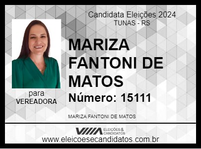 Candidato MARIZA FANTONI DE MATOS 2024 - TUNAS - Eleições