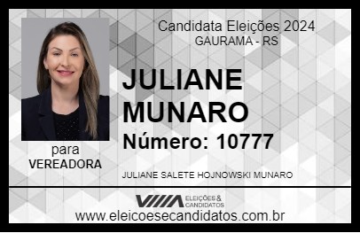 Candidato JULIANE MUNARO 2024 - GAURAMA - Eleições