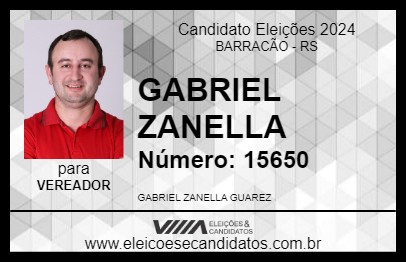 Candidato GABRIEL ZANELLA 2024 - BARRACÃO - Eleições